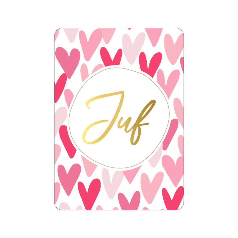 CuteDutch Stationary Cadeaukaart: Juf (hartjesregen)