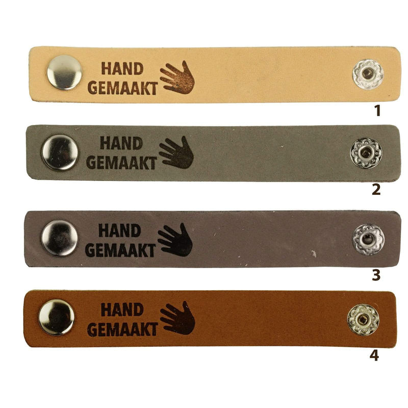 Durable Labels Durable - Leren Label Hand gemaakt met drukknoop (2 stuks)